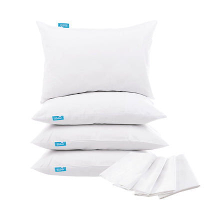 4 Pack Pillow Protectors - Polyester Knitted Fabric, Zippered,100% Waterproof, White - Biloban Online Store