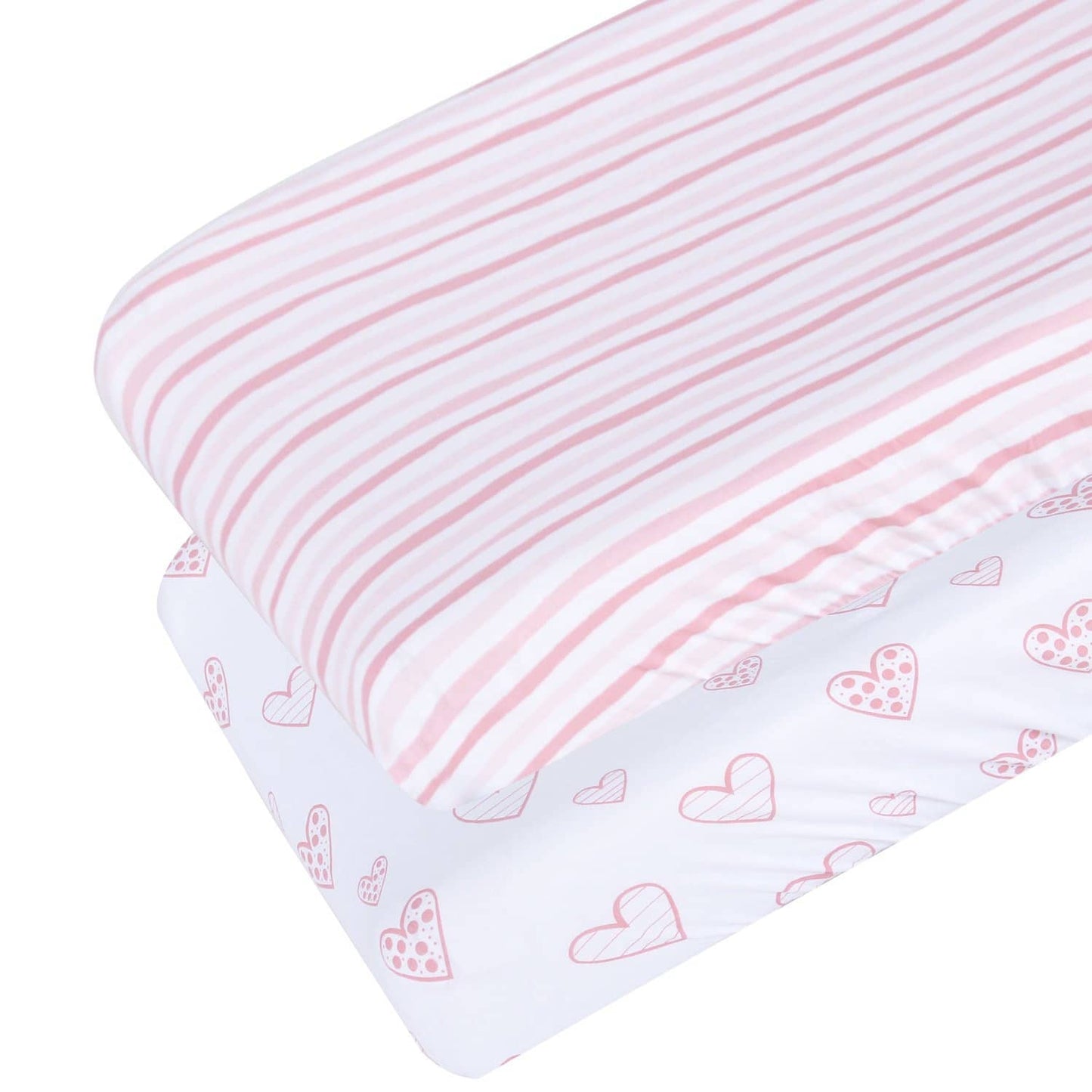 Changing Pad Cover - 2 Pack Pink, Ultra Soft 100% Jersey Knit Cotton, Heart Print - Biloban Online Store