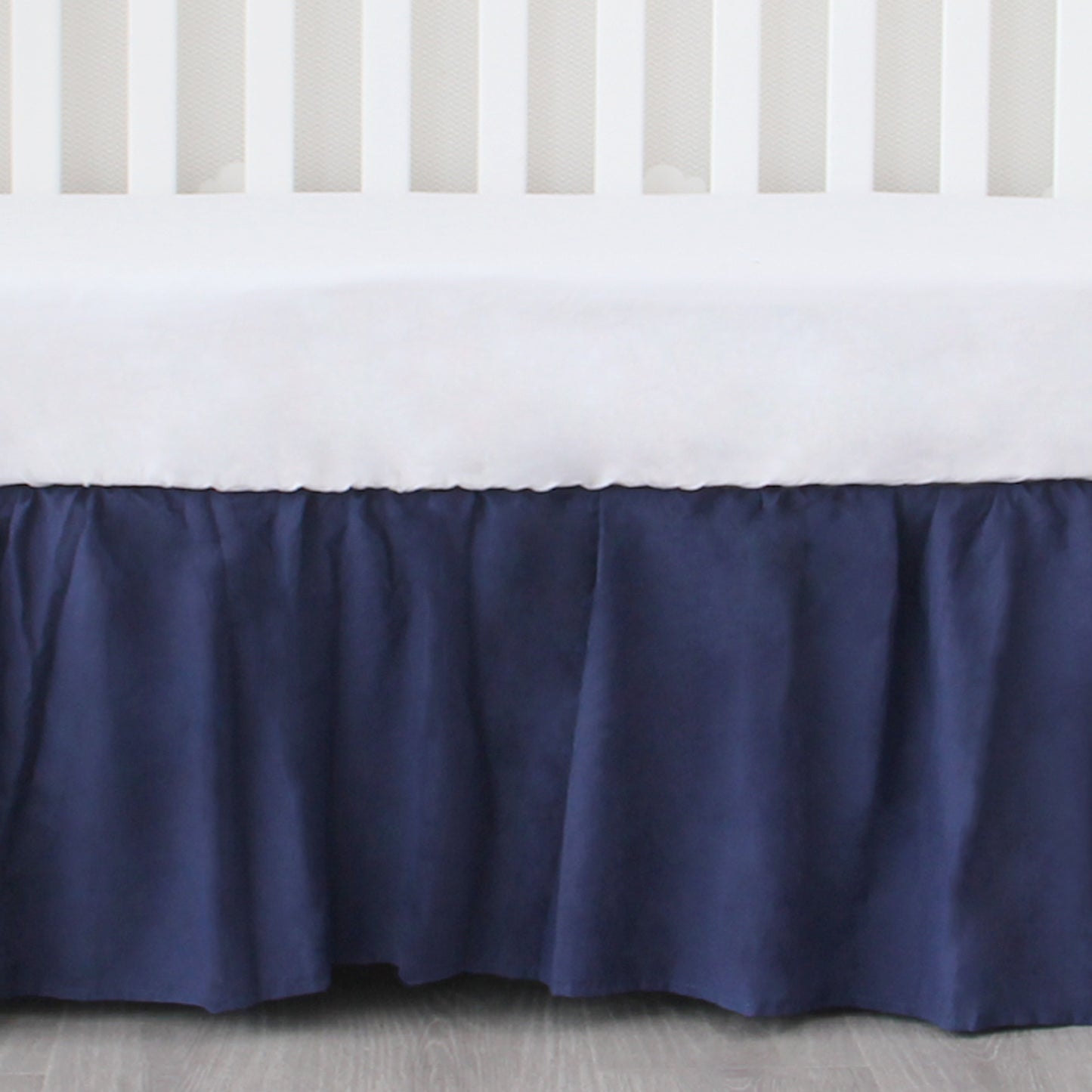 Crib Skirt - Dust Ruffle, Elastic Adjustable Fit, Easy On/Off, 14" Drop, Navy (for Standard Crib/ Toddler Bed) - Biloban Online Store