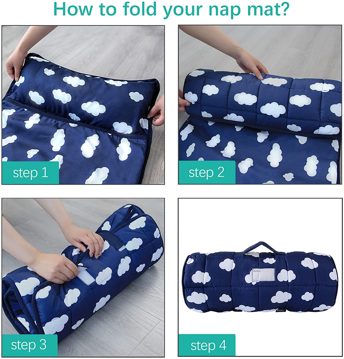Toddler Nap Mat - Convenient, Portable, A Carry Handle, Perfect for Daycare, Cloud - Biloban Online Store