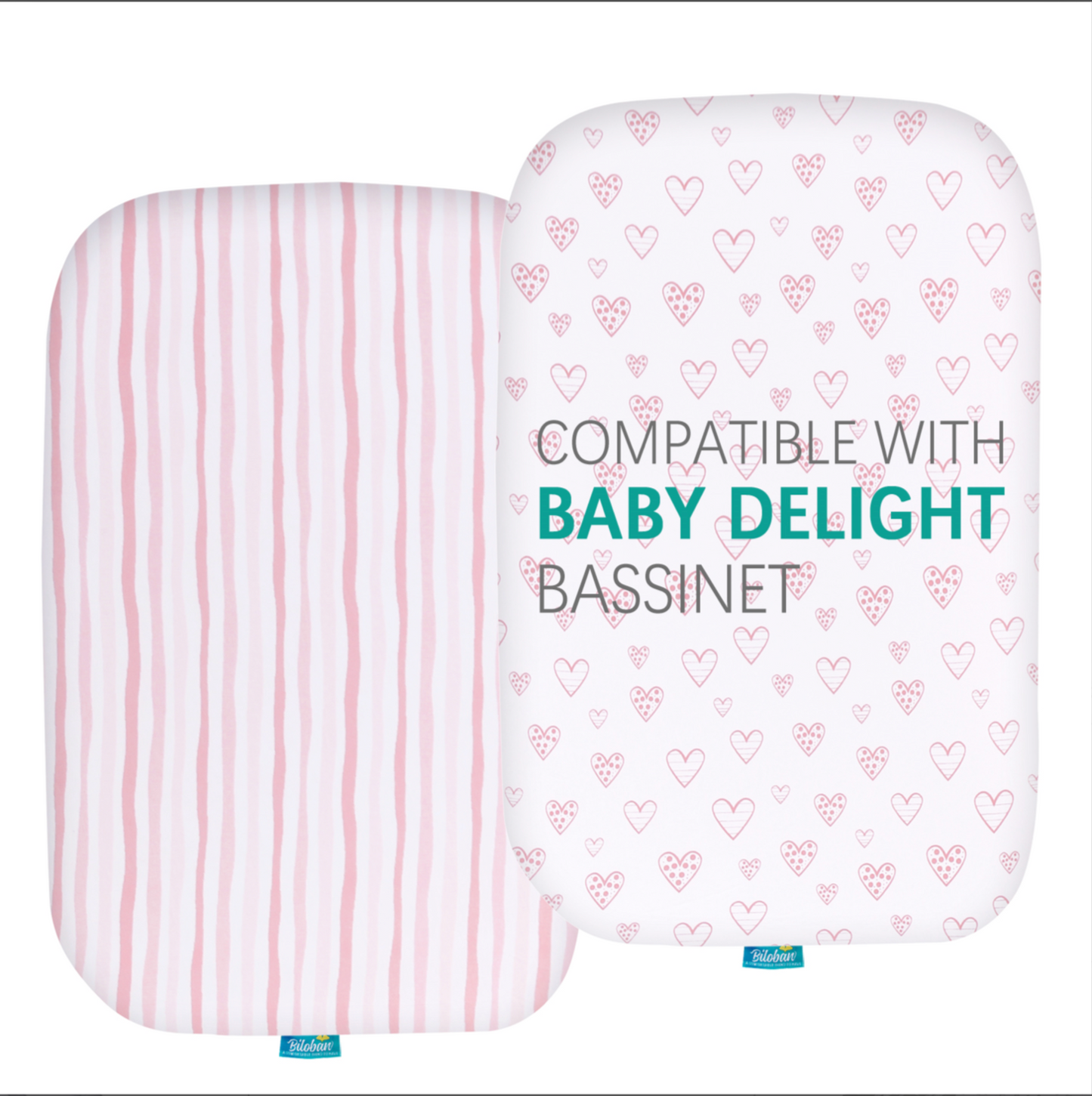 Bassinet Fitted Sheets Compatible with Baby Delight Beside Me Dreamer Bassinet - 2 Pack Cotton - Biloban Online Store