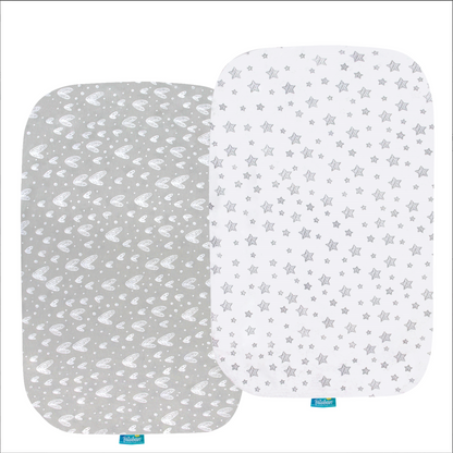 Bassinet Fitted Sheets Compatible with Baby Delight Beside Me Dreamer Bassinet - 2 Pack Cotton - Biloban Online Store