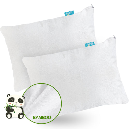 Waterproof Toddler Pillowcase with Zipper - 2 Pack, Bamboo Terry Surface, Fits Toddler Pillow 12"x16", 13"x18" or 14"x19", White - Biloban Online Store