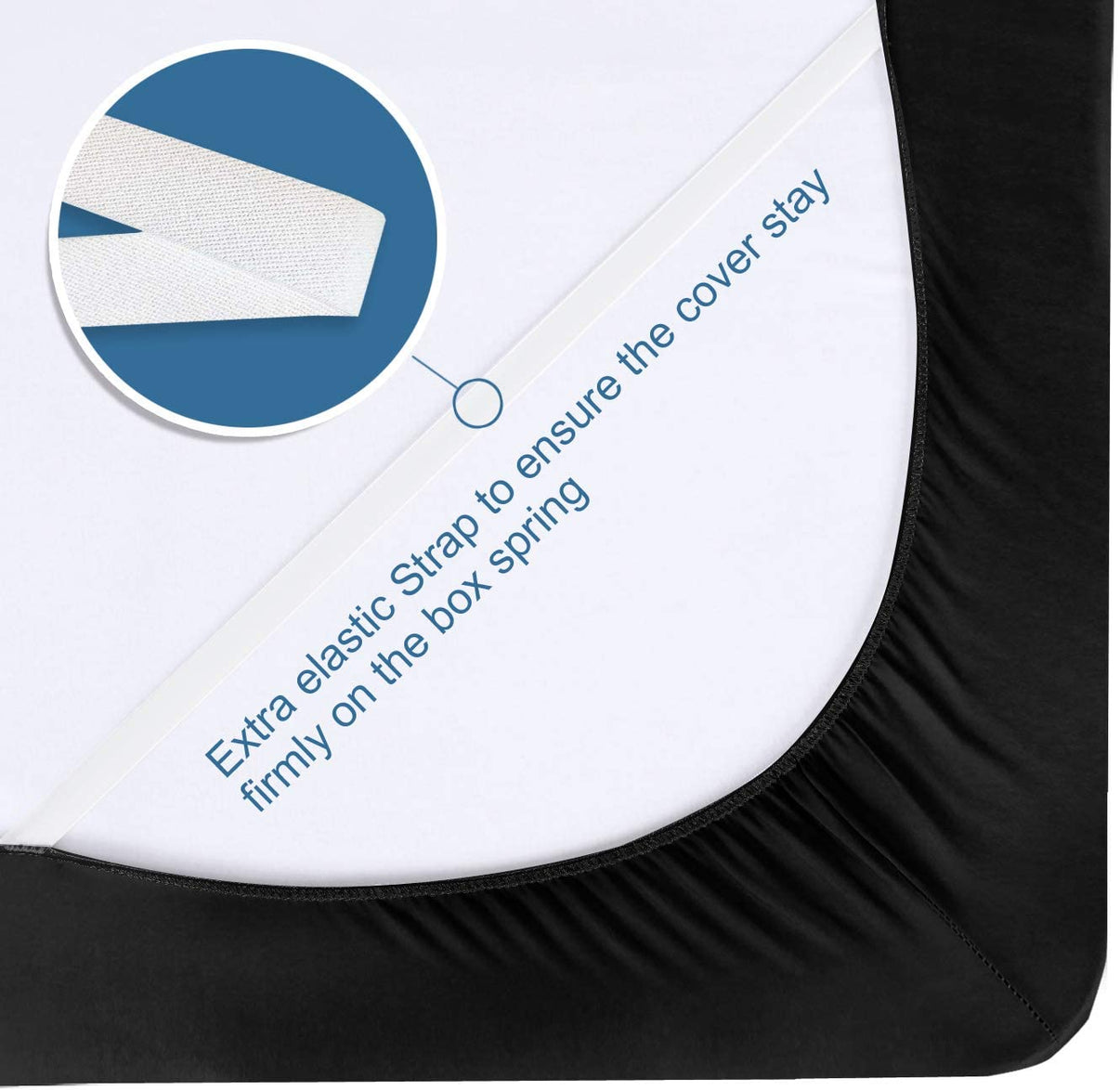 Box Spring Cover Twin XL, Smooth and Elastic Wrap Around, Black