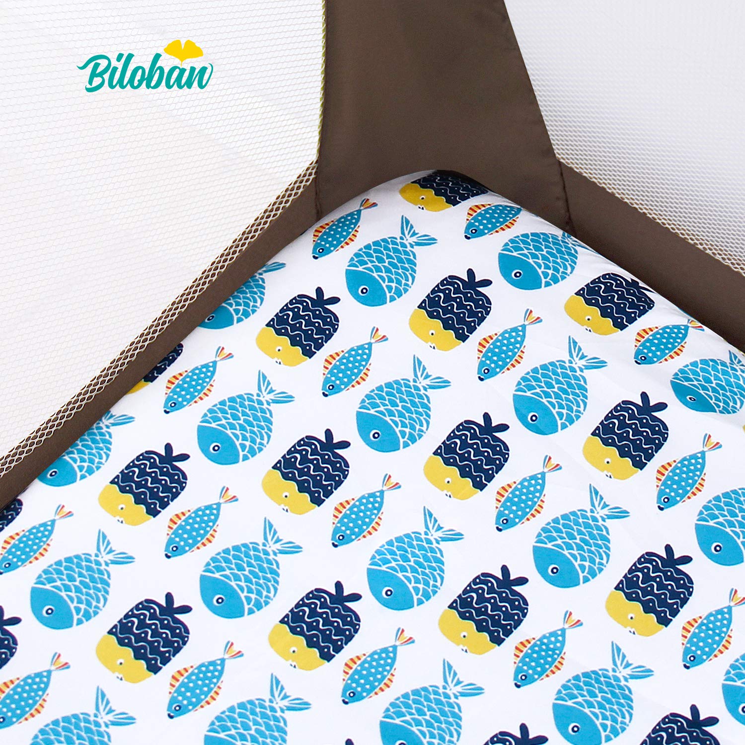 Mini Crib Sheets Fitted, 2 Pack Portable Playard Pack N Play Sheet, Ultra Soft Microfiber Pack and Play Sheets, Whale, Preshrunk - Biloban Online Store