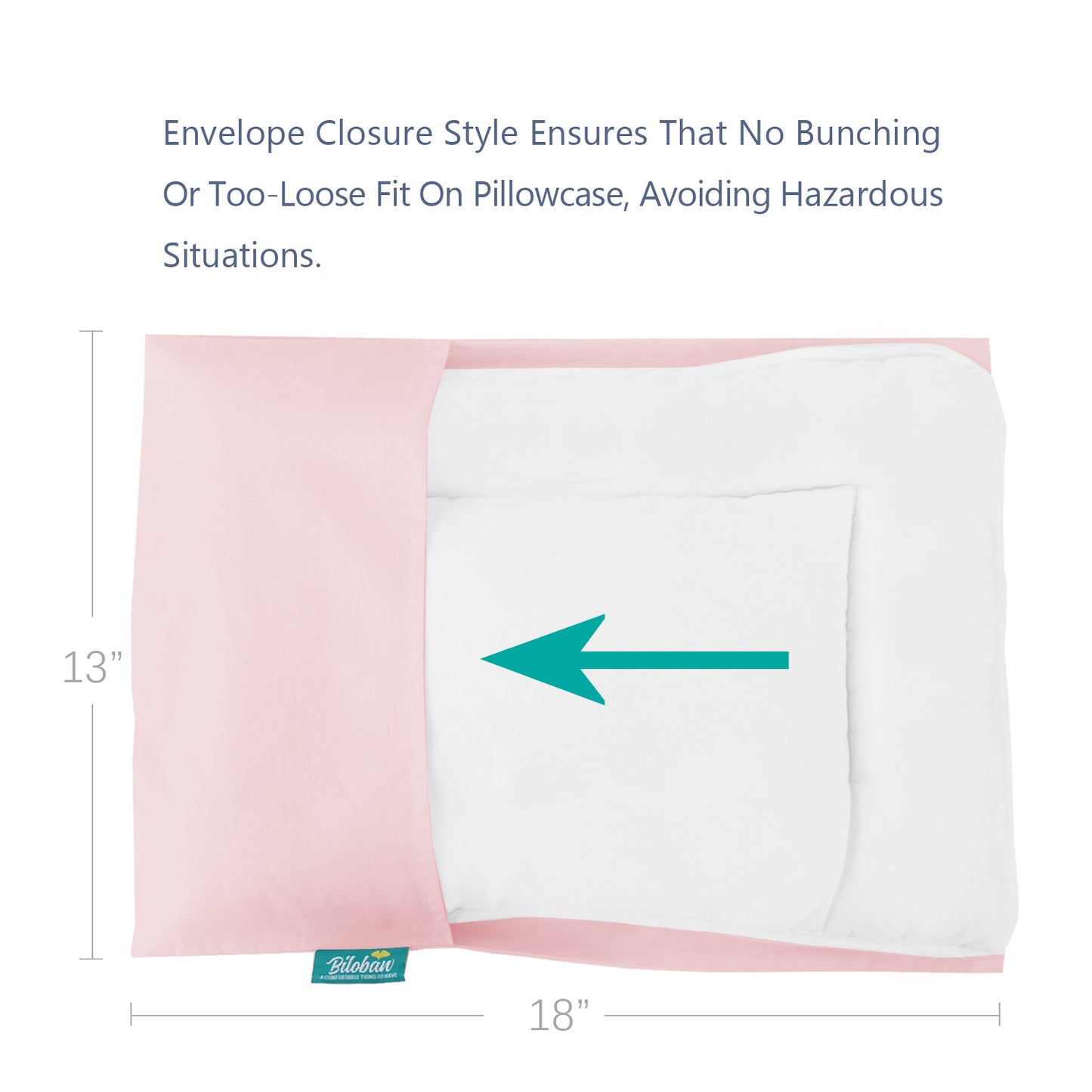 Toddler Pillow with Pillowcase- Cotton Shell, Poly Cluster Fiber Filling, 13"x 18", Pink - Biloban Online Store