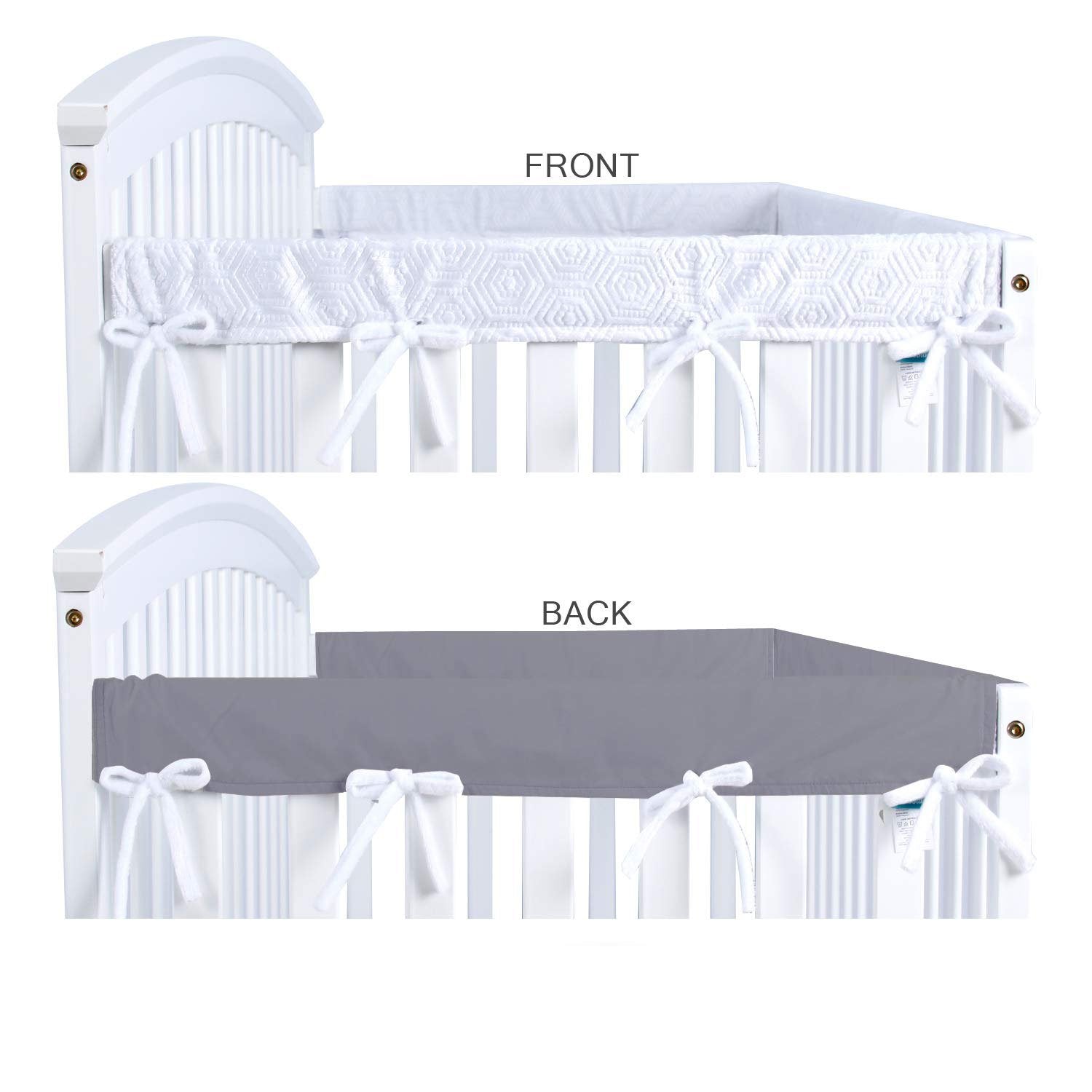3 Pieces Crib Rail Cover- Protector Safe Teething Guard Wrap , Grey  & White - Biloban Online Store