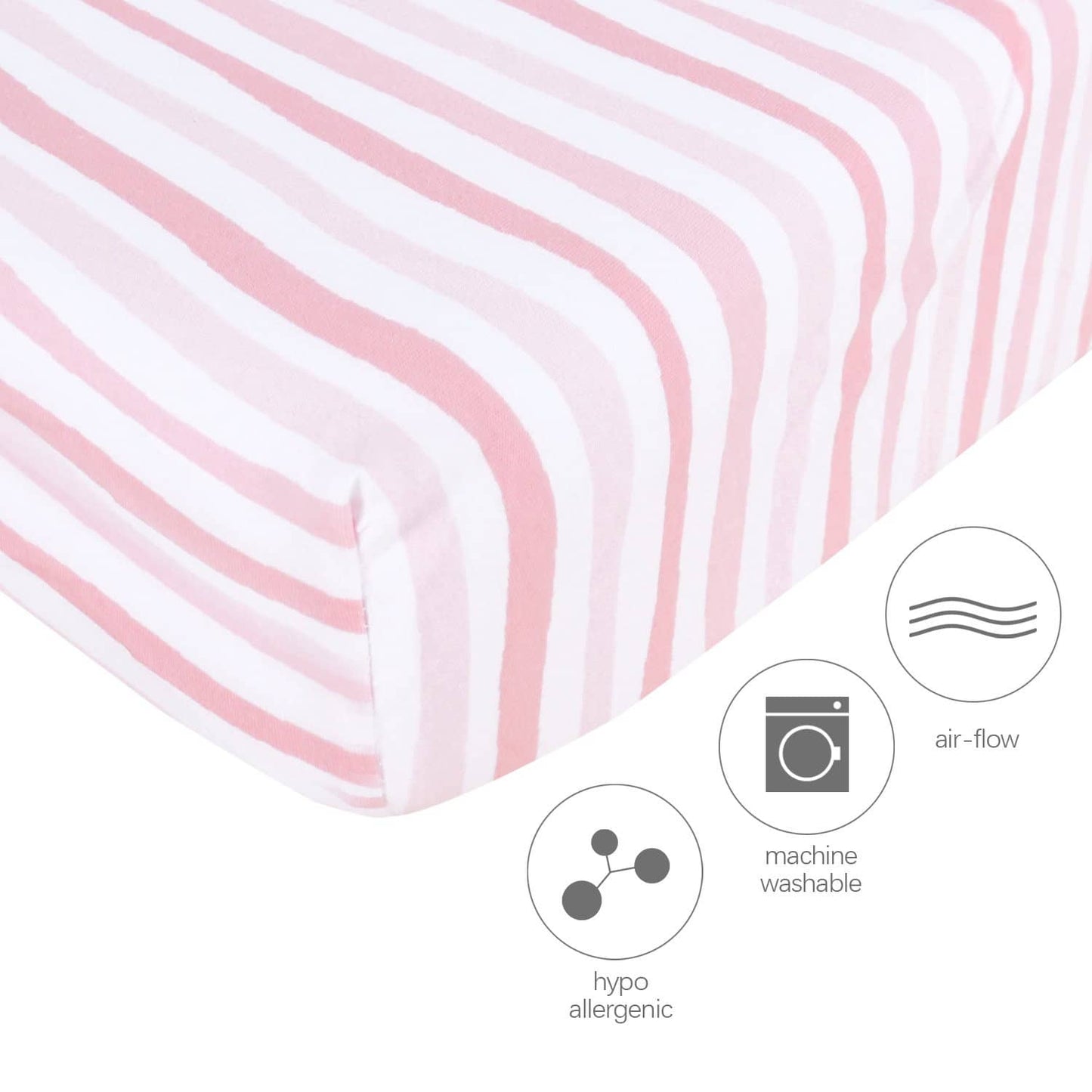 Pack n Play Fitted Sheets - 2 Pack Pink Print, Jersey Cotton (for Mini Crib 39''x27'') - Biloban Online Store