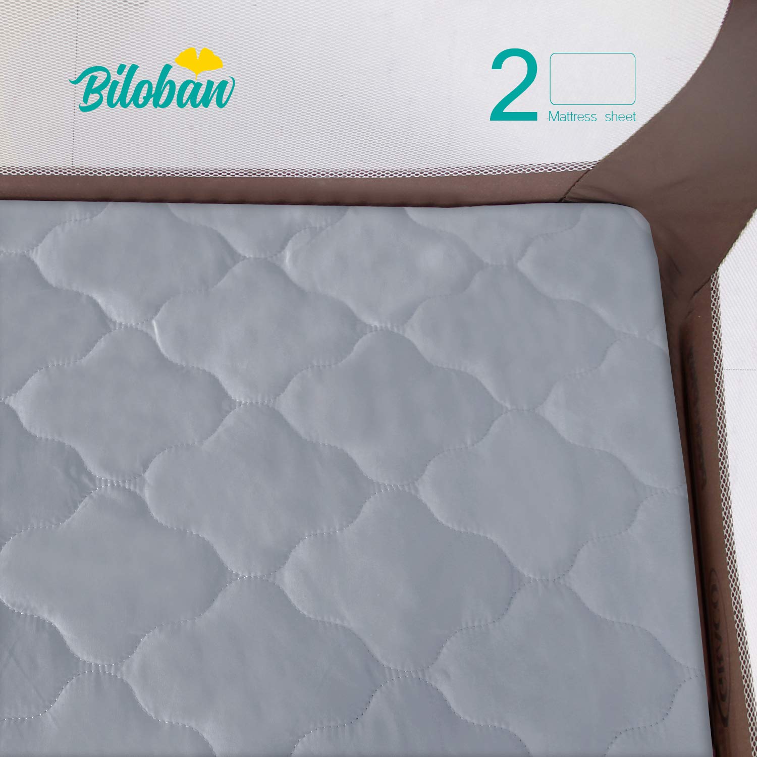 Pack n Play Mattress Protector, Ultra Soft Microfiber Quilted, 2 Pack Gray - Biloban Online Store