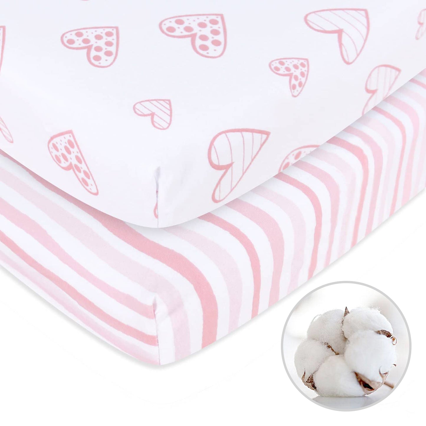 Pack n Play Sheet Mini Crib Sheet Pack, 100% Jersey Cotton, Fits