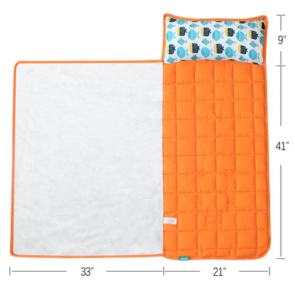 Toddler Nap Mat - Convenient, Portable, A Carry Handle, Perfect for Daycare, Fish Pattern - Biloban Online Store
