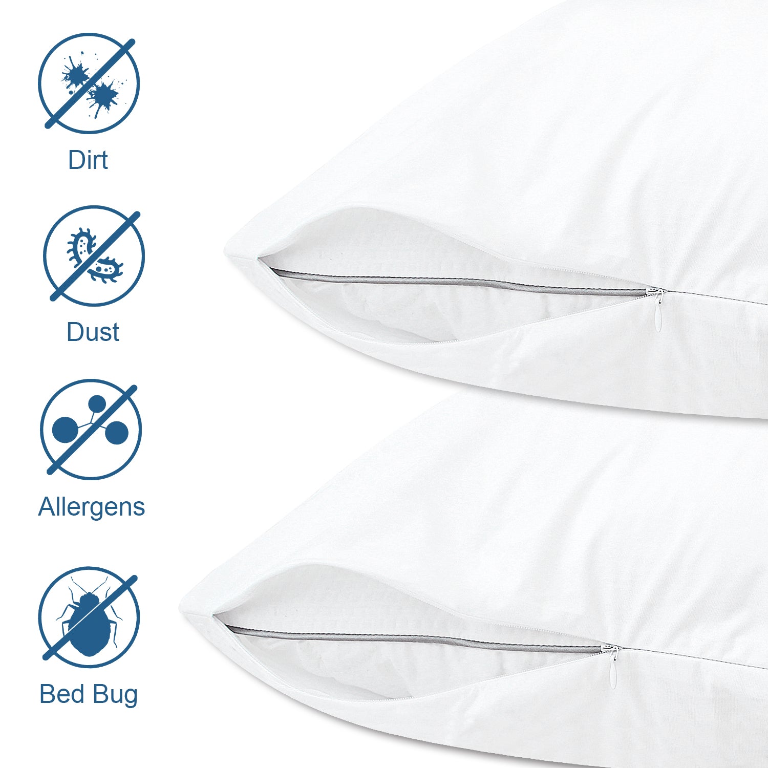 SPRINGSPIRIT Tencel Waterproof Zippered Pillow Protectors,Hypoallergenic Pillow Covers,Set of 2 - Biloban Online Store