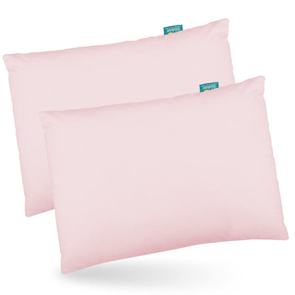 Toddler Pillow with Pillowcase-100% Cotton, Flat, Fluff, Wide, 13"x 18”, Pink - Biloban Online Store