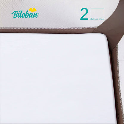 Playard Sheets - Ultra Soft Microfiber, Grey & White, 2 Pack (for pack n play 39''x27'') - Biloban Online Store