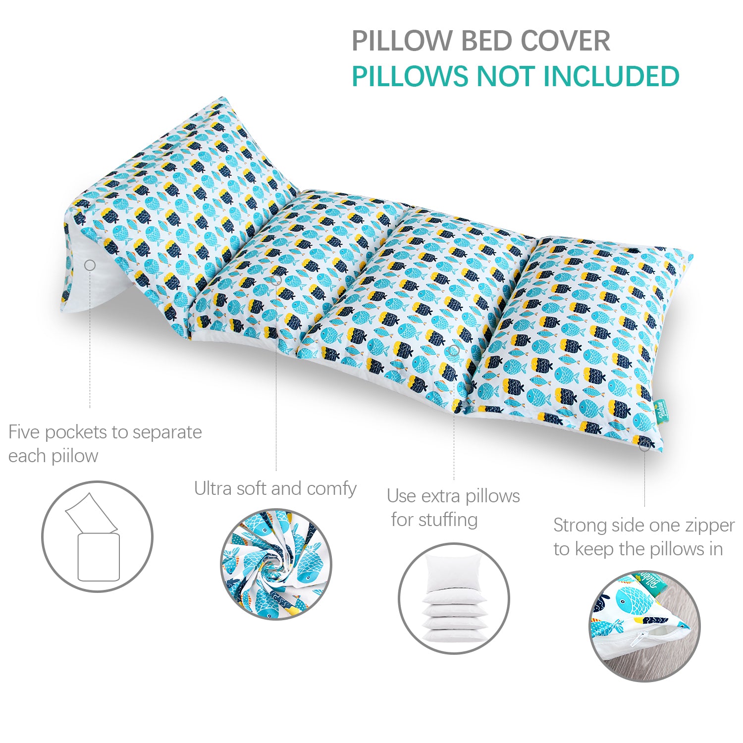 Kids Floor Pillow Lounger Cover, Cover Only, Non-Slip - Biloban Online Store