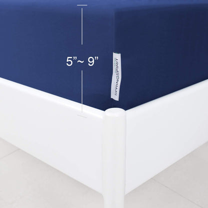 Box Spring Cover with Smooth and Elastic Woven Material, Alternates for Bed Skirt, Wrinkle & Fading Resistant, Washable, Dustproof, Navy - Biloban Online Store