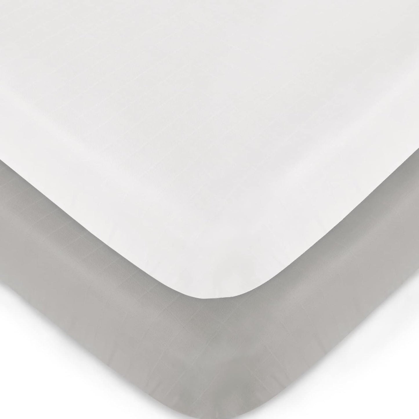 Crib Sheets - 2 Pack, Muslin ( for Standard Crib 52"x28" ), White& Gray