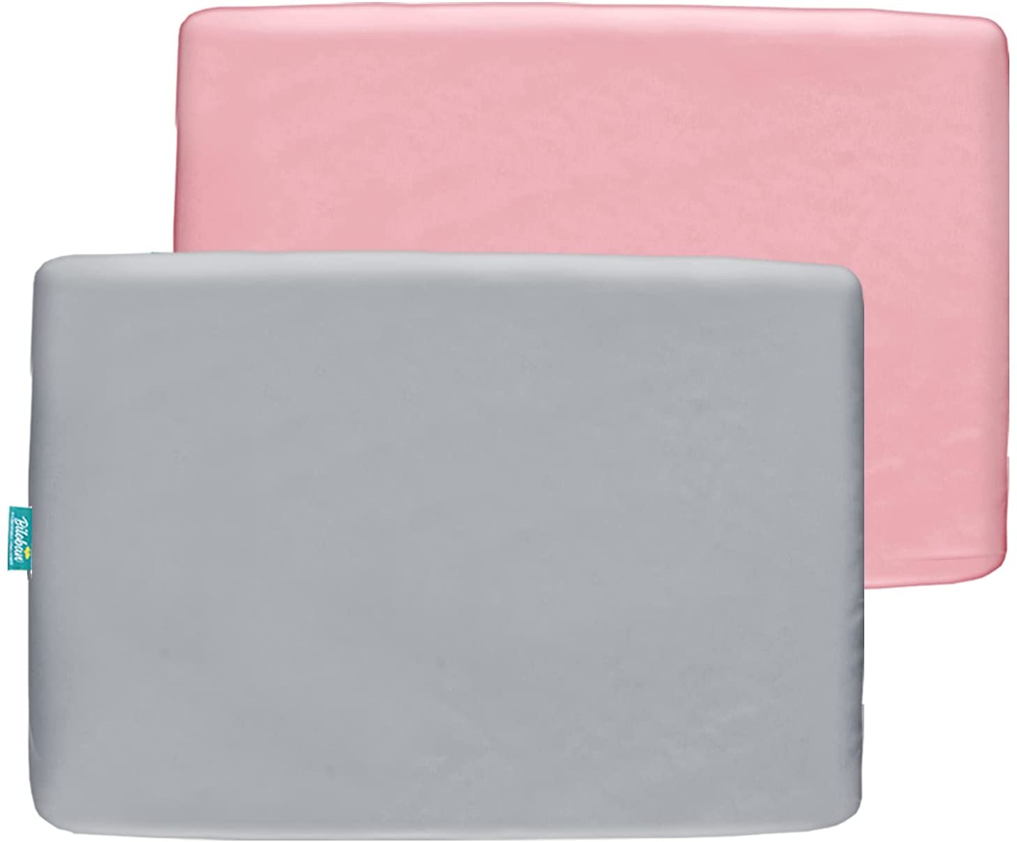 Pack n Play Fitted Sheet, 100% Silky Satin, Pink& Gray, 2 Pack - Biloban Online Store