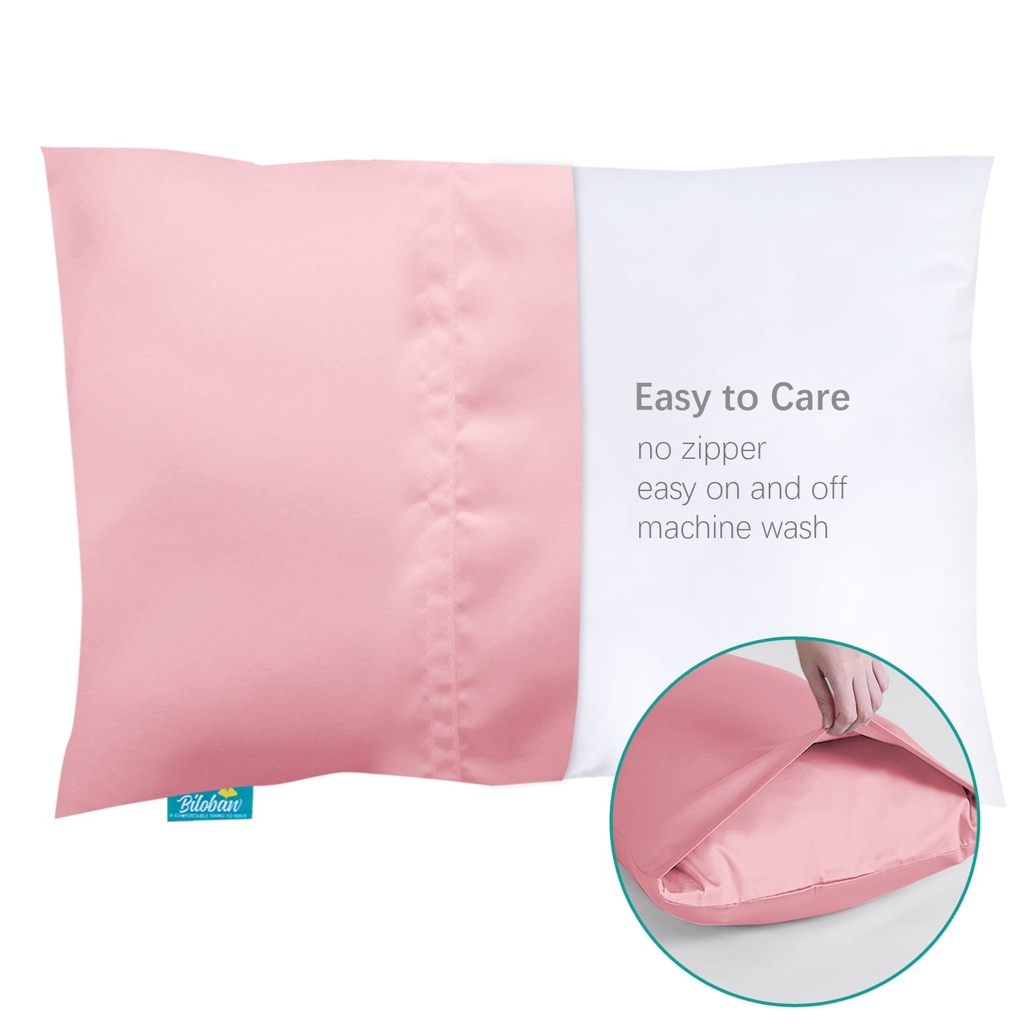Toddler Pillowcase- 2 pack, Silky Soft Satin, Envelope Style, Pink - Biloban Online Store