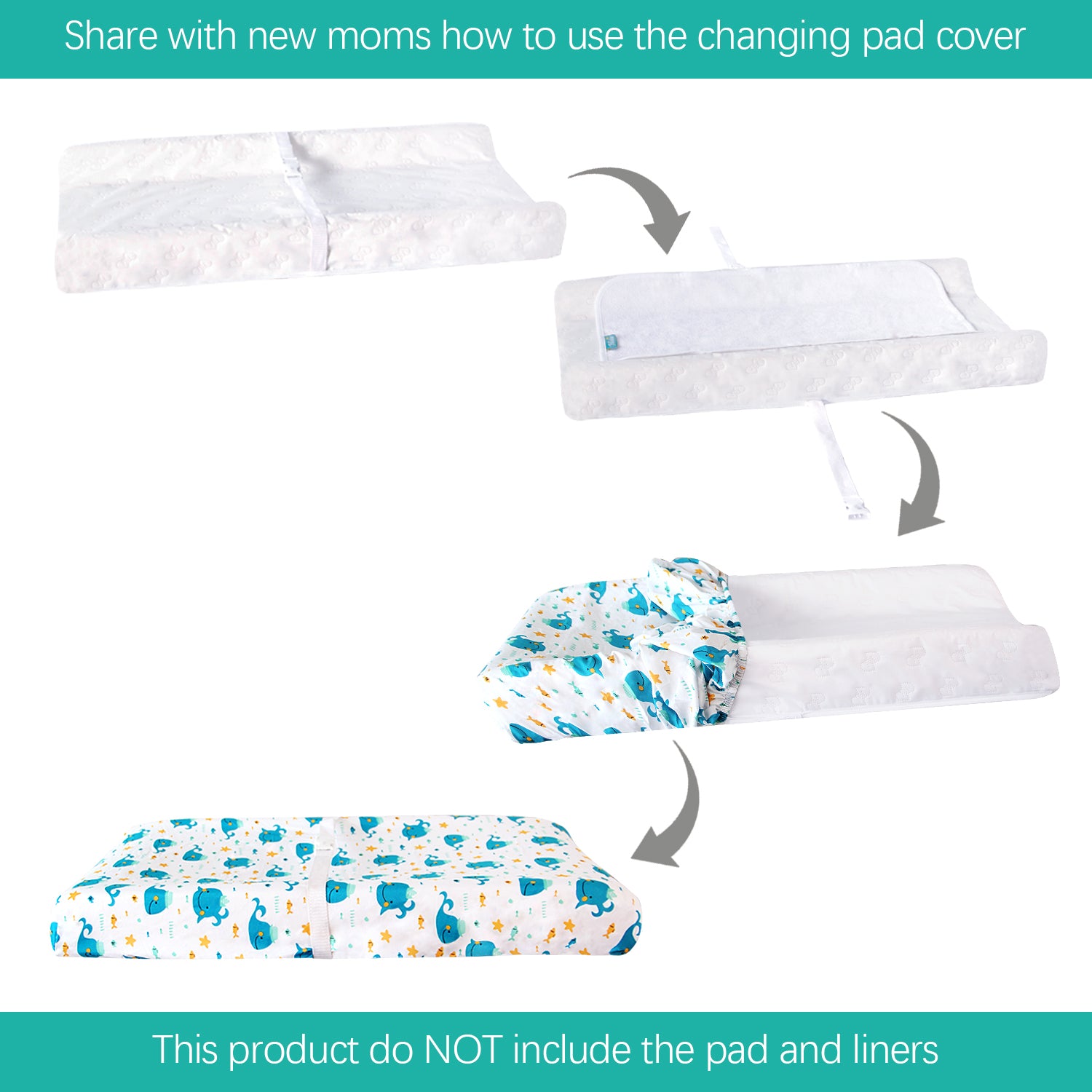 Changing Pad Cover - 2 Pack, Ultra Soft 100% Jersey Knit Cotton, Whale Print - Biloban Online Store