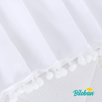Crib Skirt - Dust Ruffle with Lovely Pompoms - Biloban Online Store
