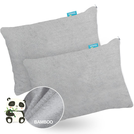Waterproof Toddler Pillowcase with Zipper - 2 Pack, Bamboo Terry Surface, Fit Toddler Pillow 13"x18" or 14"x19", Grey - Biloban Online Store