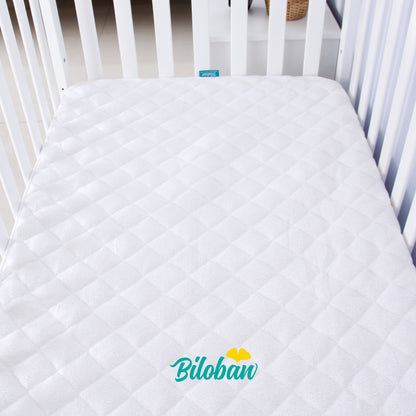 Zippered Crib Mattress Protector - Waterproof Bamboo Quilted 6 Side Fully Encased - Biloban Online Store