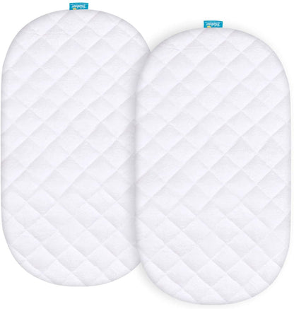 100% Organic Cotton Bassinet Sheets Compatible with Fisher-Price Soothing Motions Bassinet - 2 Pack, White