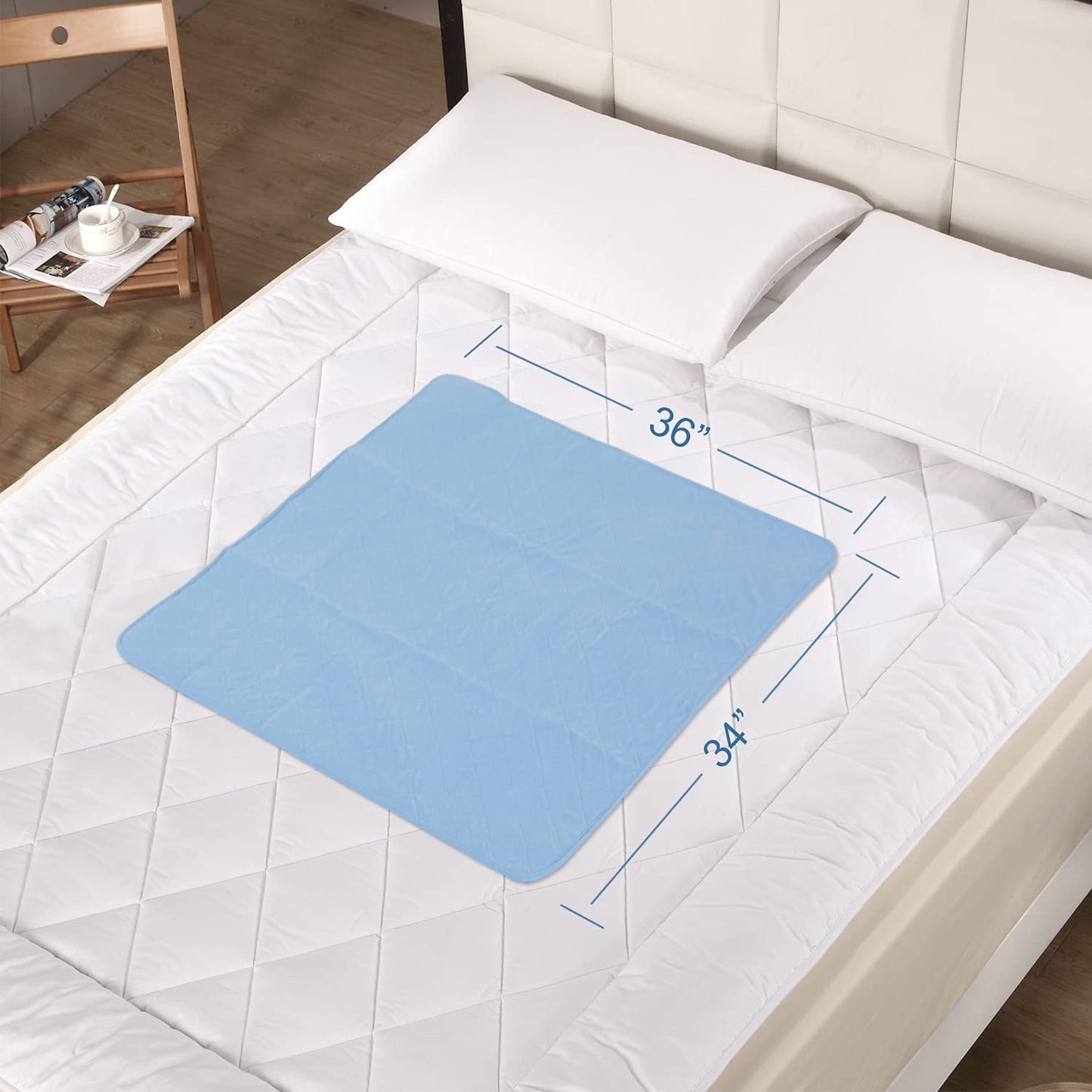 Waterproof Bed Pad/Mat, 34'' x 36'', 2 Pack, Incontinence, Reusable Waterproof Bed Pad