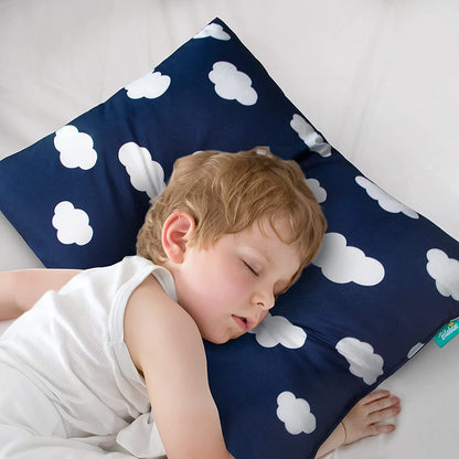 Toddler Pillow- 14"x 19”, Multi-use, Navy Cloud