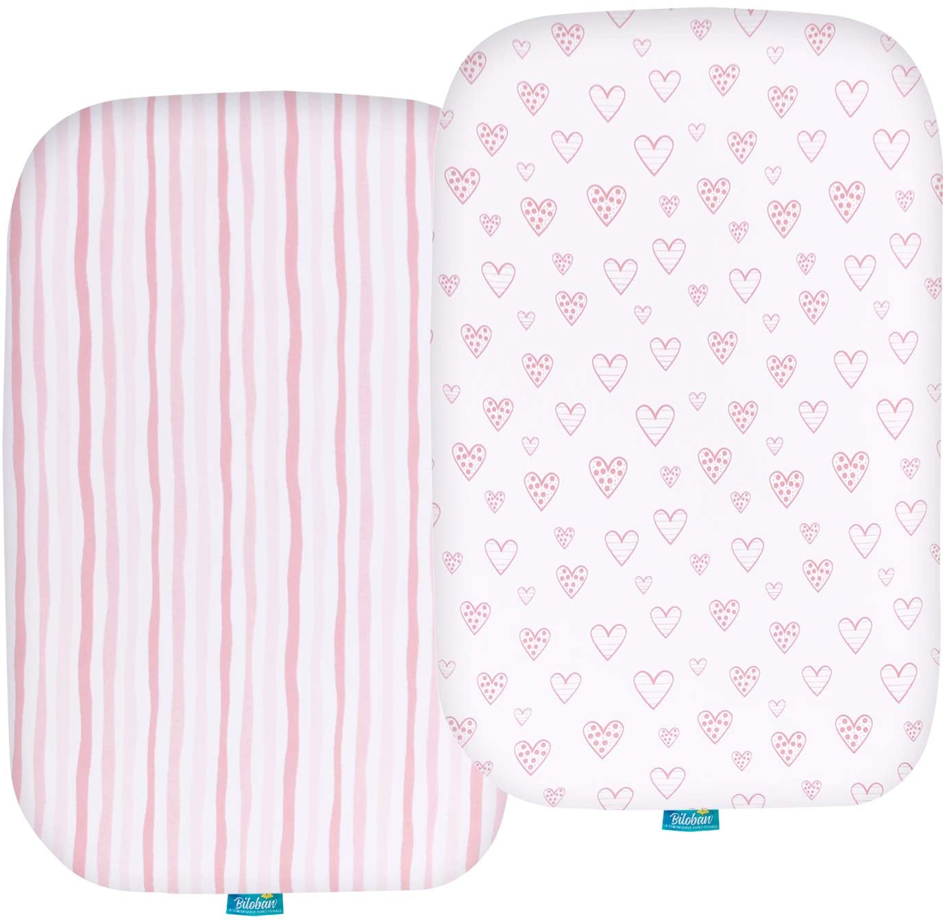 Bassinet Fitted Sheets Compatible with Dream On Me Seashell Bassinet, 2 Pack, Cotton