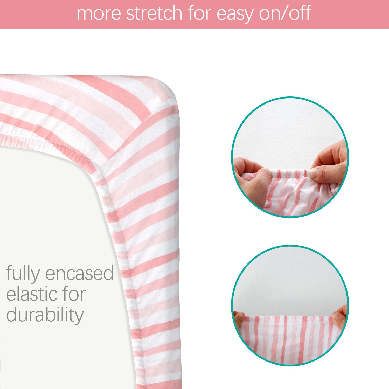 Changing Pad Cover - 2 Pack, Ultra Soft 100% Jersey Knit Cotton, Pink & White - Biloban Online Store