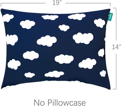 Toddler Pillow - 14" x 19", Multi-Use, Soft & Skin-Friendly, Navy Cloud