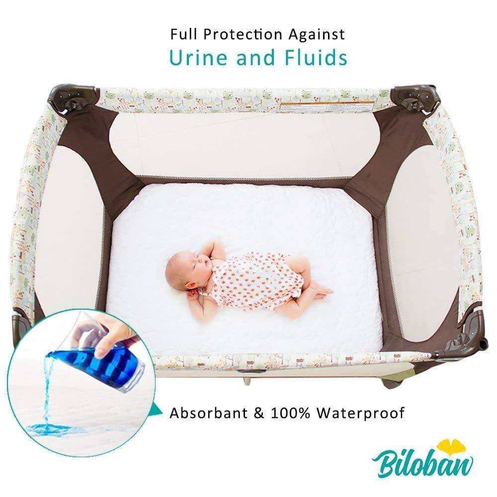 Biloban Pack N Play Mattress Pad, Waterproof Ultra Soft Microfiber