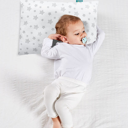 Toddler Pillow Quilted with Pillowcase - 13" x 18", 100% Cotton, Ultra Soft & Breathable, White Star