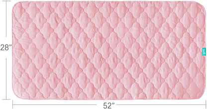 Quilted Waterproof Crib Mattress Protector Pad 52" x 28", Pink