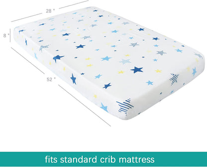 Bamboo Muslin Crib Sheets - 2 Pack, Ultra Soft and Breathable, Star & Forest (for Standard Crib/ Toddler Bed)