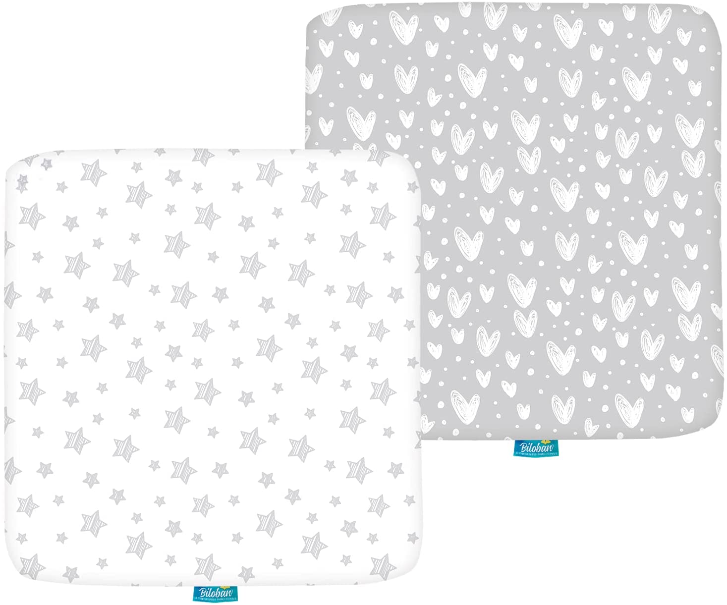 Square Pack n Play Fitted Sheets - 36" x 36", 2 Pack, 100% Jersey Cotton, Perfect Fit Graco Pack 'n Play TotBloc & Joovy Room2 & Delta Children 36" x 36" Playard, Grey & White - Biloban Online Store