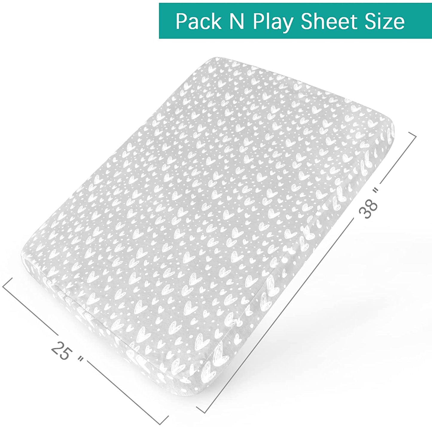 Pack n Play Fitted Sheets - 2 Pack, Waterproof, 100% Organic Cotton, Grey & White