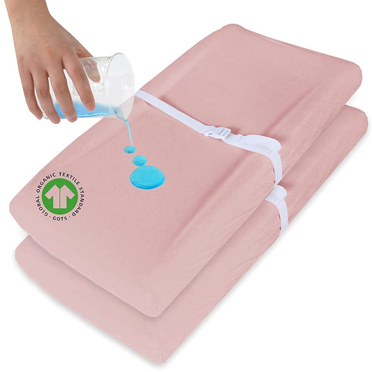 Changing Pad Cover - 2 Pack, Ultra Soft 100% Organic Cotton, Pink