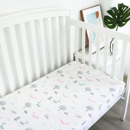 Bamboo Muslin Crib Sheets - 2 Pack, Ultra Soft and Breathable, Star & Forest (for Standard Crib/ Toddler Bed)