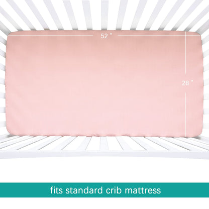 Crib Sheets - 2 Pack, Muslin ( for Standard Crib 52"x28" ), Pink& Gray