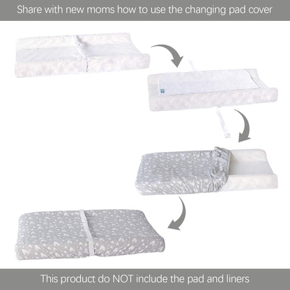 Changing Pad Cover - 2 Pack, Ultra Soft 100% Jersey Knit Cotton, White& Gray - Biloban Online Store