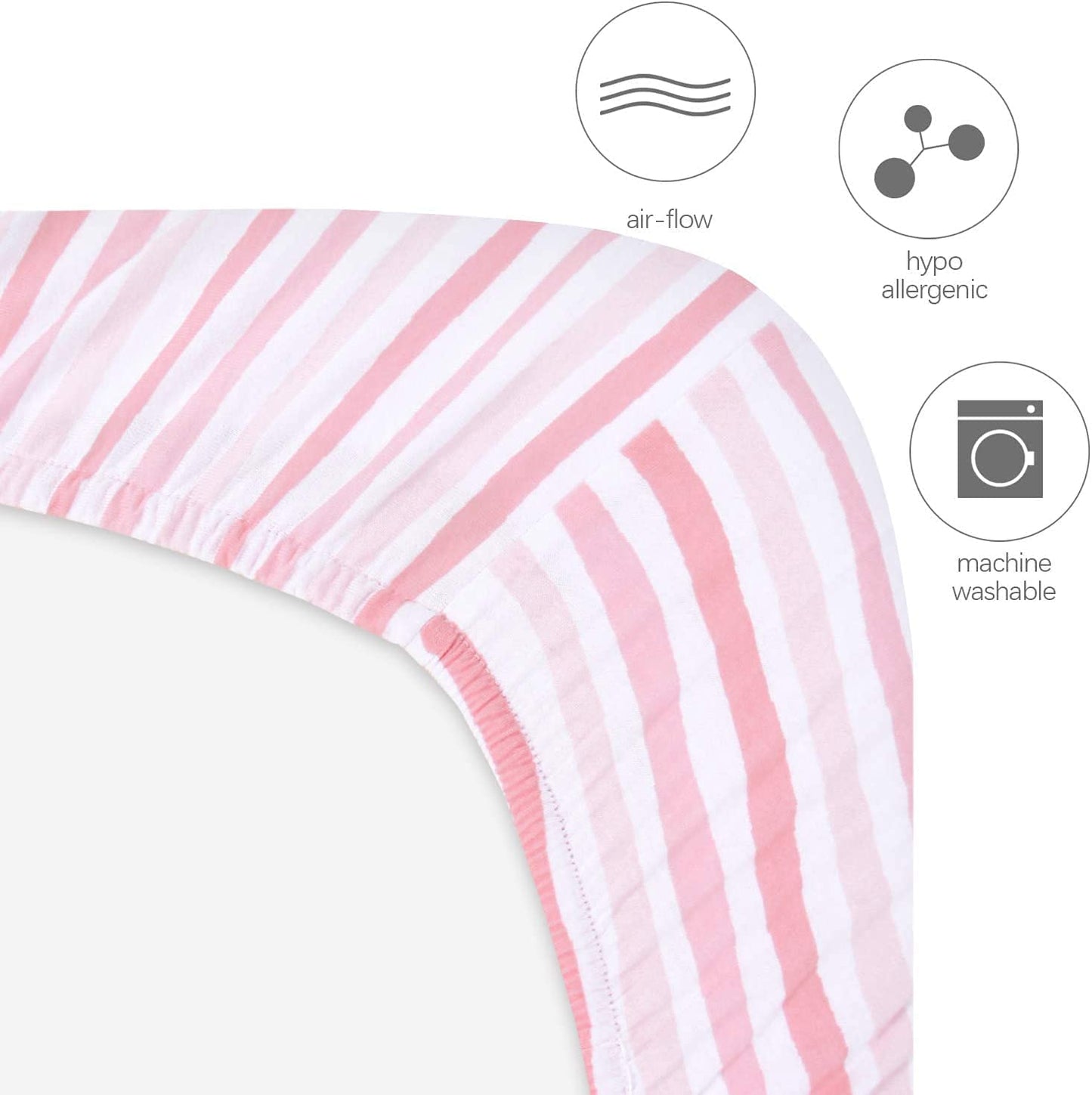 Bassinet Fitted Sheets Compatible with Halo BassiNest Flex, Baby Bassinet, 2 Pack, , Cotton