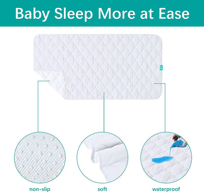 Quilted Waterproof Crib Mattress Protector Pad 52" x 28", White