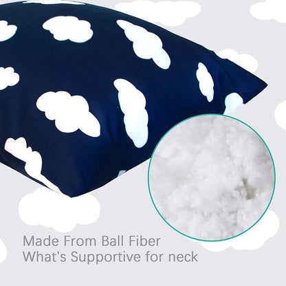 Toddler Pillow- 14"x 19”, Multi-use, Navy Cloud
