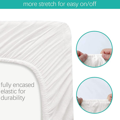 Pack n Play Fitted Sheet - 2 Pack, 100% Organic Cotton, White & Grey