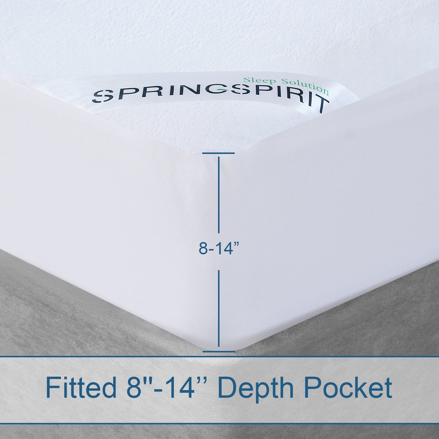SPRINGSPIRIT Waterproof Mattress Protector Cotton, Ultra Soft and Breathable Cotton Mattress Pad Cover Fitted up to 14'' Depth Pocket - Biloban Online Store