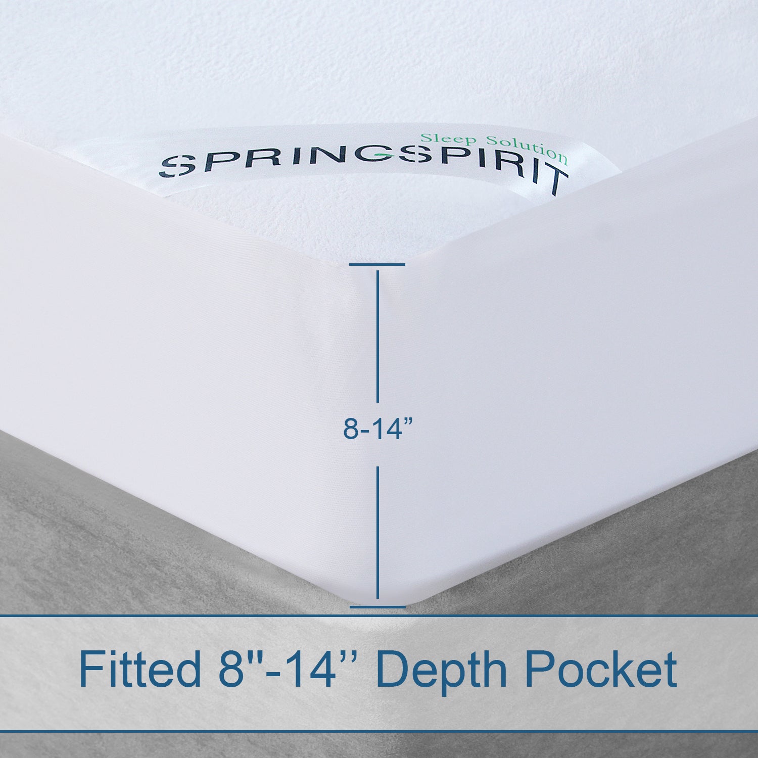 SPRINGSPIRIT Waterproof Mattress Protector Cotton, Ultra Soft and Breathable Cotton Mattress Pad Cover Fitted up to 14'' Depth Pocket - Biloban Online Store