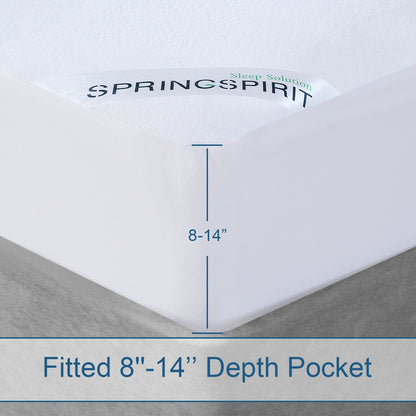 SPRINGSPIRIT Waterproof Mattress Protector Cotton, Ultra Soft and Breathable Cotton Mattress Pad Cover Fitted up to 14'' Depth Pocket - Biloban Online Store